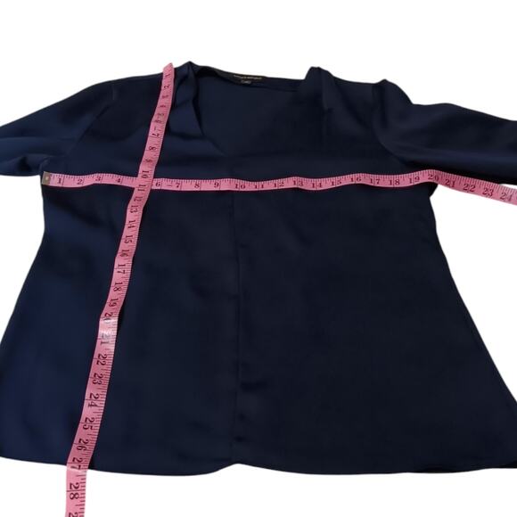 BANANA REPUBLIC Dressy Blouse M Navy Blue Career Office‎ Professional Tie Cuffs - Picture 5 of 8